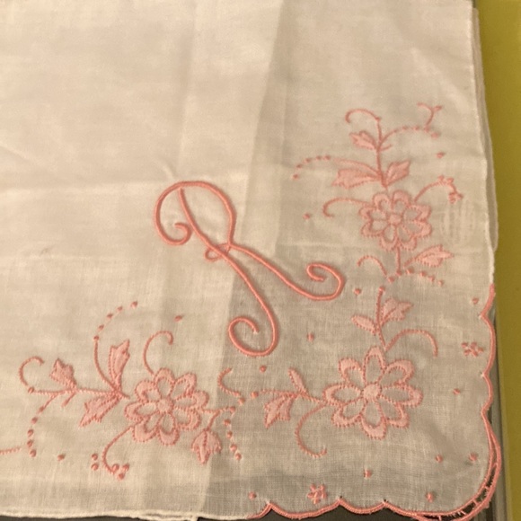 Vintage Handkerchief - white with pink embroidered “R” - $7 - Picture 4 of 4